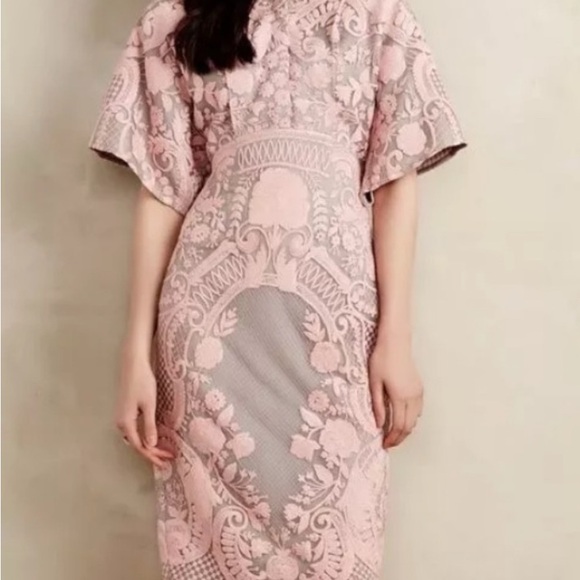 Pankaj And Nidhi Dresses & Skirts - Beautiful embroidered Pink Floral Dress (Anthropologie) by Pankaj & Nidhi.